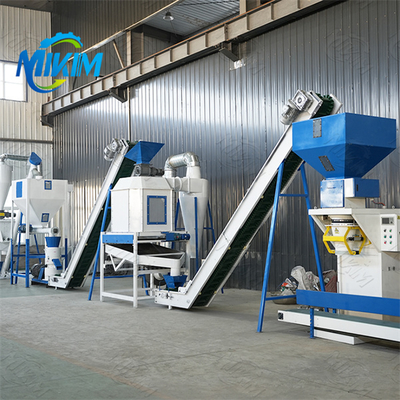 Equipamento de linha de produção de pellets de ração totalmente automático, com design razoável, alta qualidade, baixo consumo de energia e baixa taxa de falhas.