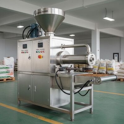 Máquina de extrusão de alimentos para peixes de aço inoxidável com capacidade de 100-2000 kg/h e alimentação automática para fabricação de pellets de alimentos para animais de estimação