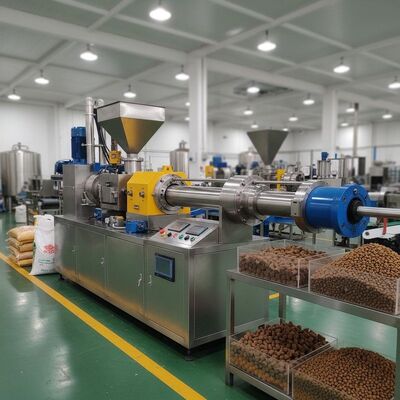 Nova condição Automática de dois parafusos de afundamento Extrusor de ração para peixes Extrusor de ração para animais de estimação Máquina de fabricação de pellets de ração para cães