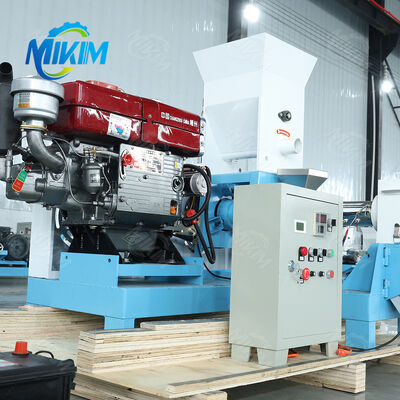 MIKIM 500 kg/h Máquina de fabricação de pellets flutuantes de alimentos para peixes a motor diesel de um único parafuso Extrusora de alimentação aquática Máquina flutuante de pufar alimentos para animais de estimação